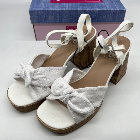Pop Womens Giving Heeled Sandals White Size 11M - Picture 1 of 10